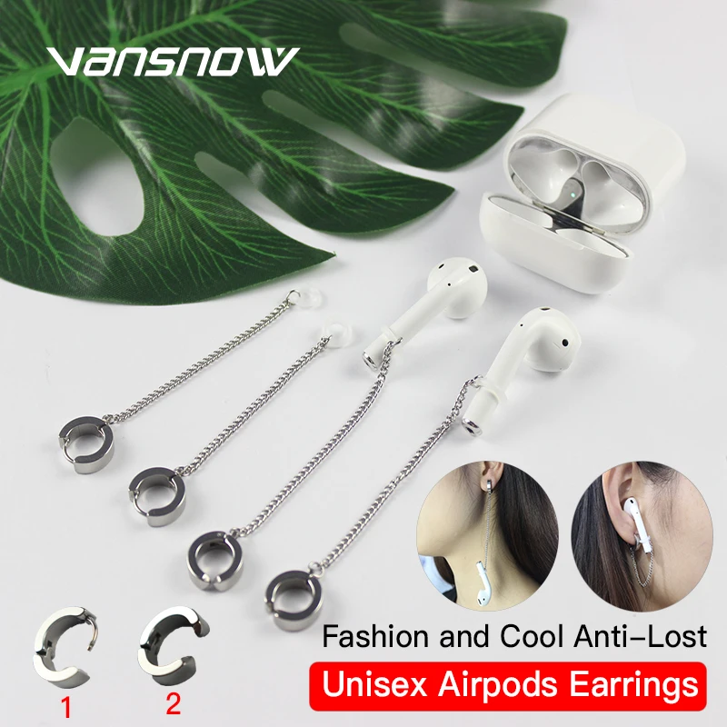 

Vansnow Unique Stainless Steel Anti-Lost Unisex Airrings for Apple Airpods 1/2 for Airpods Accessories for Airpods case Earrings
