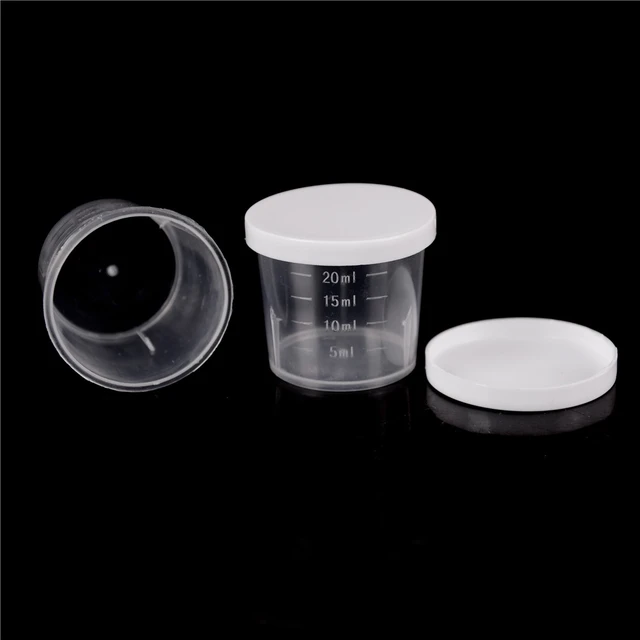 10Pcs 50ml Plastic Liquid Measuring Cups With Lid Laboratory Test  Calibration