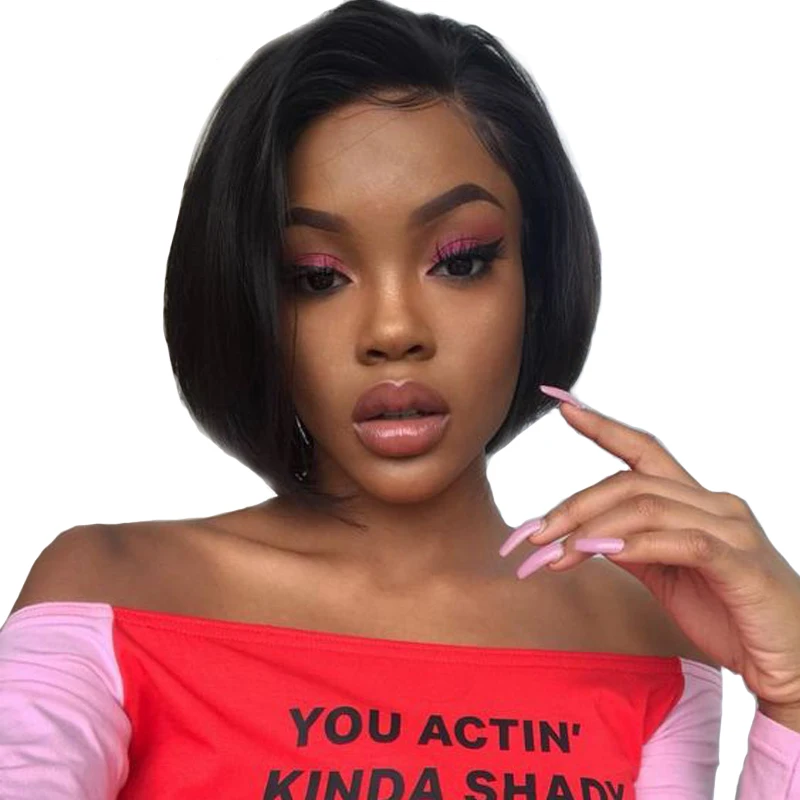 Preise Kurz Menschliches Haar perücken Bob Menschliches Haar Perücken 13 × 4 Kurze Perücken Dorisy Nicht Remy Natürliche Farbe 2 #4 # brasilianische Gerade Haar Perücke