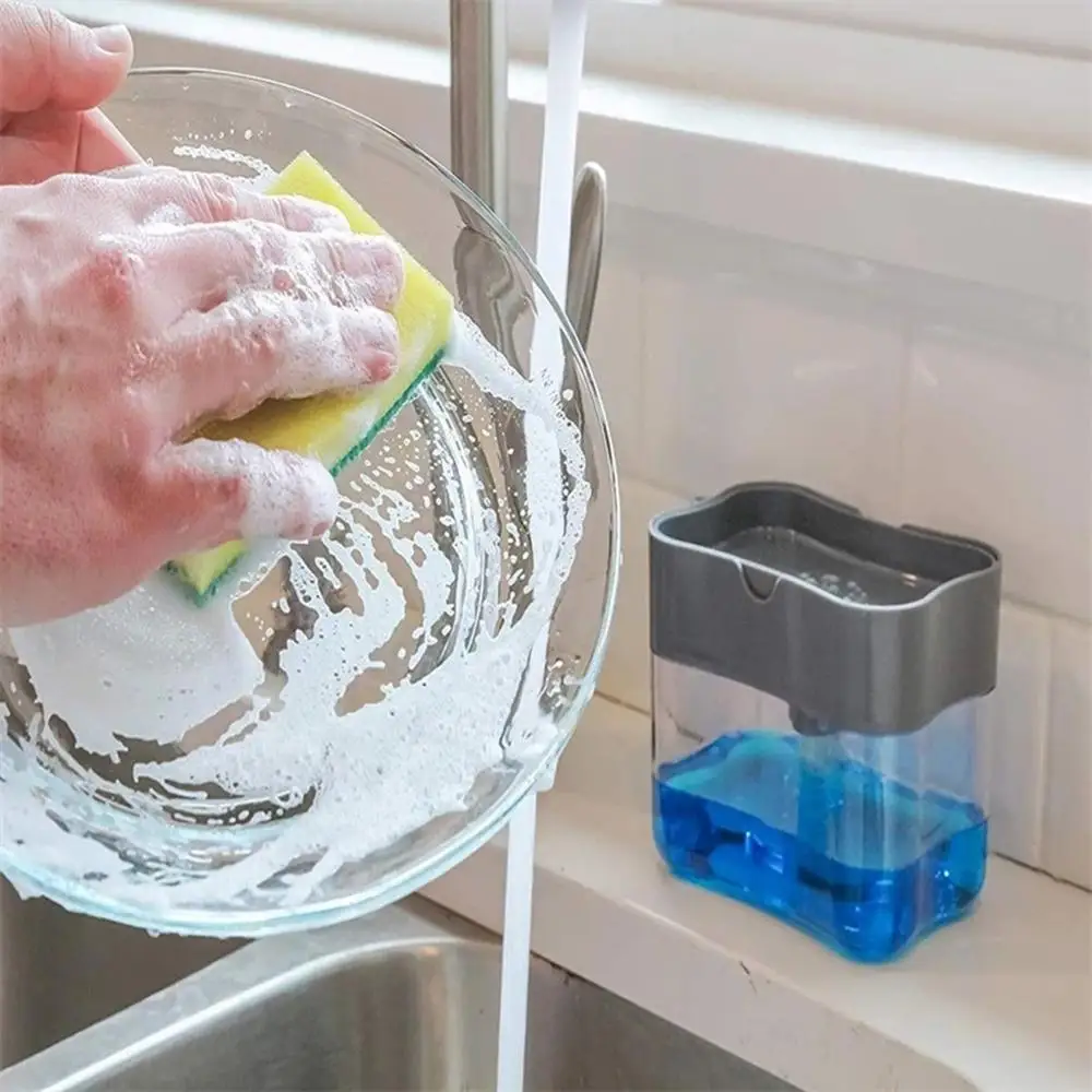 

2-in-1 Sponge Rack Soap Dispenser Bathroom Organizer Soap dispenser and sponge cans 13 Ounces Kitchen Accessories 3FM