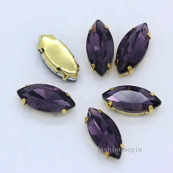 violet 20p 6x12 мм лошадиный глаз из цветного стекла, камень с плоской задней частью, пришить с украшением в виде кристаллов Стразы ювелирные изделия Позолоченные коготь бусины для торжественное платье Декор - Цвет: violet