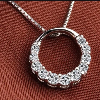 

Hot Sale Promotion New Shiny Zircon Crystal Circle 925 Silver Women's Pendant Necklaces Jewelry Gift