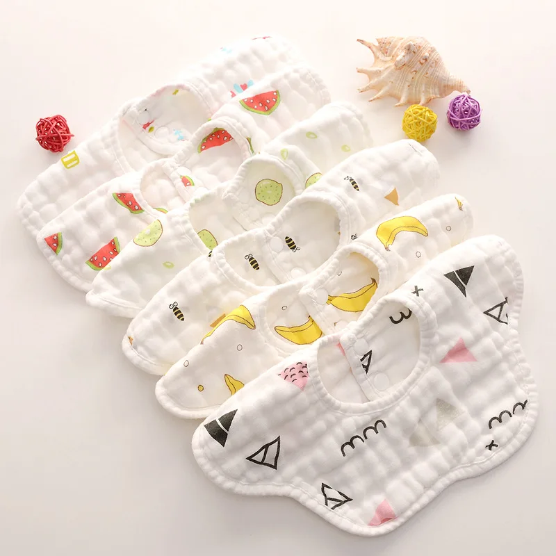 

Newborn Baby Boy Girl Bibs 8 Layers Cotton 360 degree Infant rotating Bib Cotton Toddlers Saliva Towel