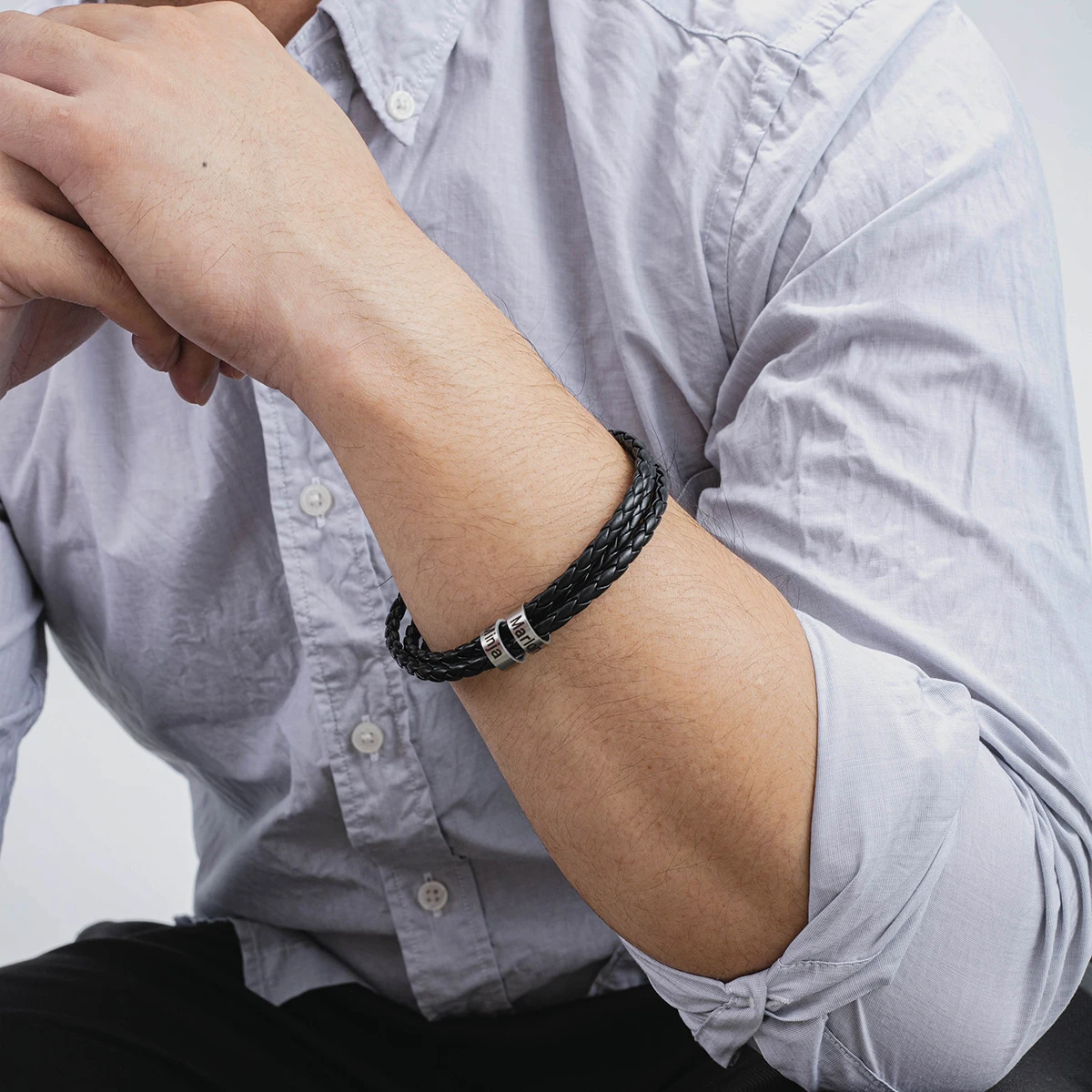 Персонализированные Многослойные плетеные веревки браслет из нержавеющей стали