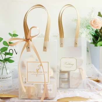 

10pcs Candy Bag Transparent Gift Bags with Handle Packaging PVC Wedding Favors for Guests Birthday Baby Shower Party Decoration
