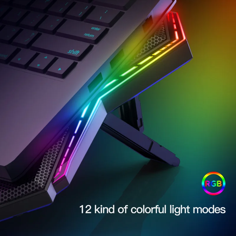 Coolcold-gaming Rgb Laptop Cooler 1217 Polegada Tela Led Notebook Cooling Pad Suporte com Six Fan e Portas Usb - Imagem 3