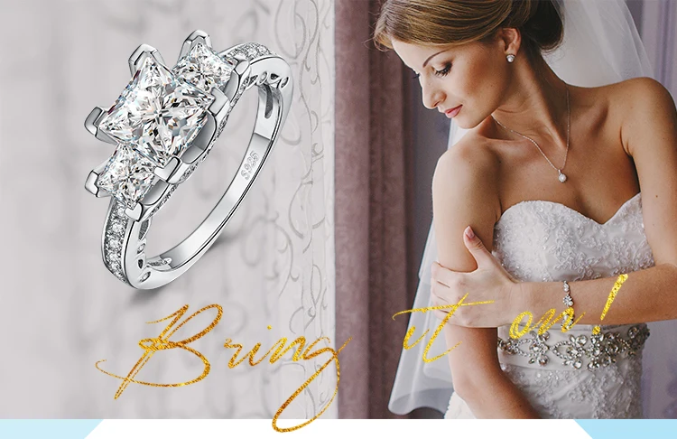 JewelryPalace 3ct CZ Solitaire Обручальное кольцо 925 пробы серебряные кольца для женщин юбилей Свадебные Кольца из серебра 925 пробы, ювелирные изделия