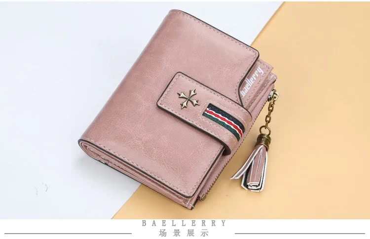 Baellerry Brand PU Leather Wallets Women Short Zipper Coin Purse Tassel Design Clutch Wallet Female Money Bag Credit Card Holder