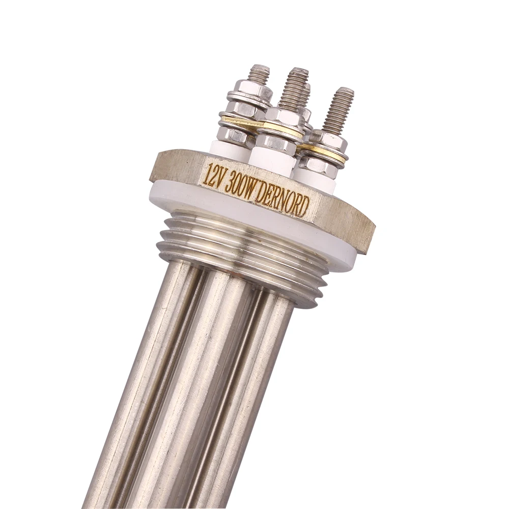 DERNORD Heater 12V DN25 Tubular Electric 600w 400w 300w 200w 100w Solar Immersion Water Heating Element Resistance Camper water heating rod electric water heater device cartridge heaters portable electric furnace