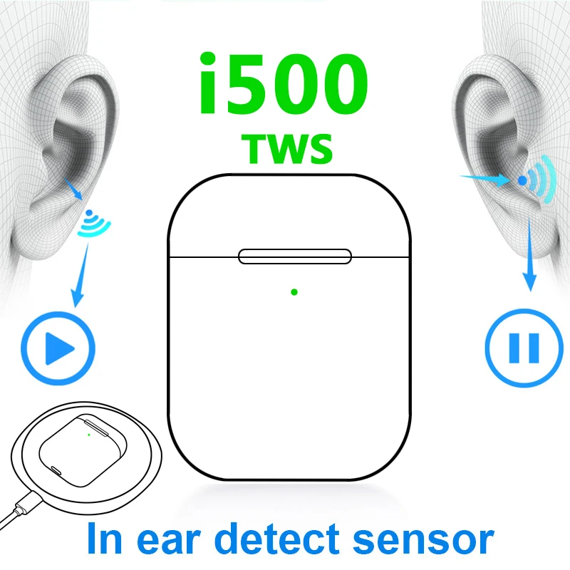 I500 TWS беспроводные наушники Bluetooth 5,0, умные сенсорные 1:1, спортивные водонепроницаемые наушники, беспроводная зарядная гарнитура, сенсорные наушники