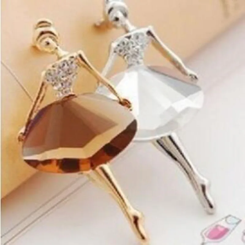 

Gariton2019 Two dance Jewelry Crystal Ballet Girl Rhinestone Brooches For Women