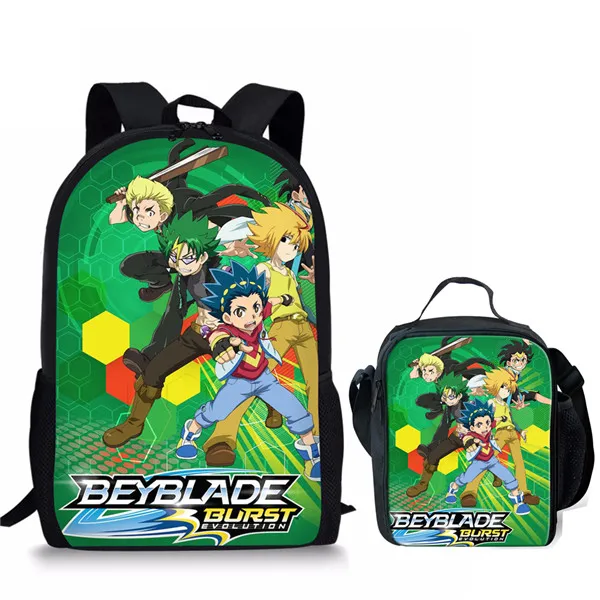 Модная школьная сумка Beyblade для мальчиков-подростков с принтом героев мультфильмов, Школьный набор, Детские крутые школьные сумки, рюкзак с сумкой для ланча - Цвет: Бежевый