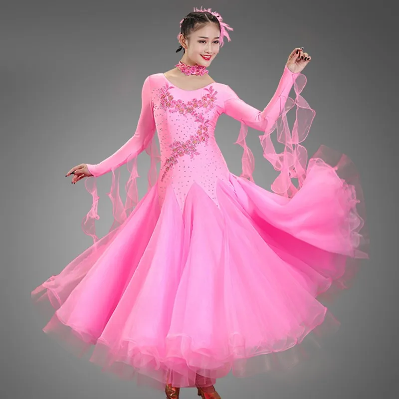 Sequins Ballroom Competition Dress Standard Dance Dresses Waltz Dancwear Costumes