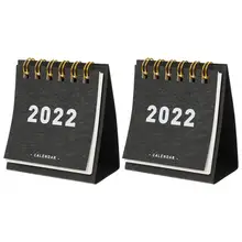 Mini calendrier de bureau 2022 Simple, 2 pièces, 2022 Mini calendrier de bureau, bobine, livre de calendrier