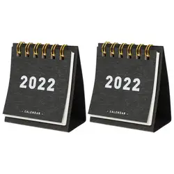 Mini calendrier de bureau 2022 Simple, 2 pièces, 2022 Mini calendrier de bureau, bobine, livre de calendrier 