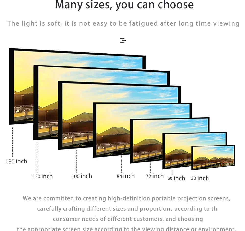 Salange Projector Screen 72 84 100 120 inch 16:9 High Brightness Reflective Meta Home Outdoor Office Portable Projection Screens