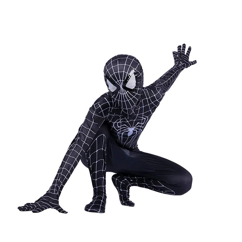 Модные детские Обтягивающие Комбинезоны с человеком-пауком для мальчиков и девочек; стильные комбинезоны с героями мультфильмов Marvel и шапочкой; детская одежда для костюмированной вечеринки на Хэллоуин