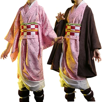 

Demon Slayer: Kimetsu no Yaiba Kamado Nezuko Cosplay Kimono Halloween Party Anime Costume Full Set