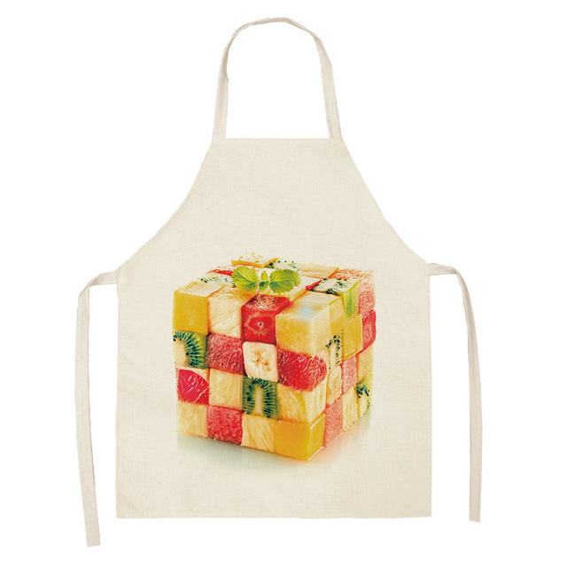 Fruit Pattern Linen Hand Wipe Sleeveless Waist Apron Home Decor Kitchen Baking Cleaning Tool Anti-stain Dining Workwear