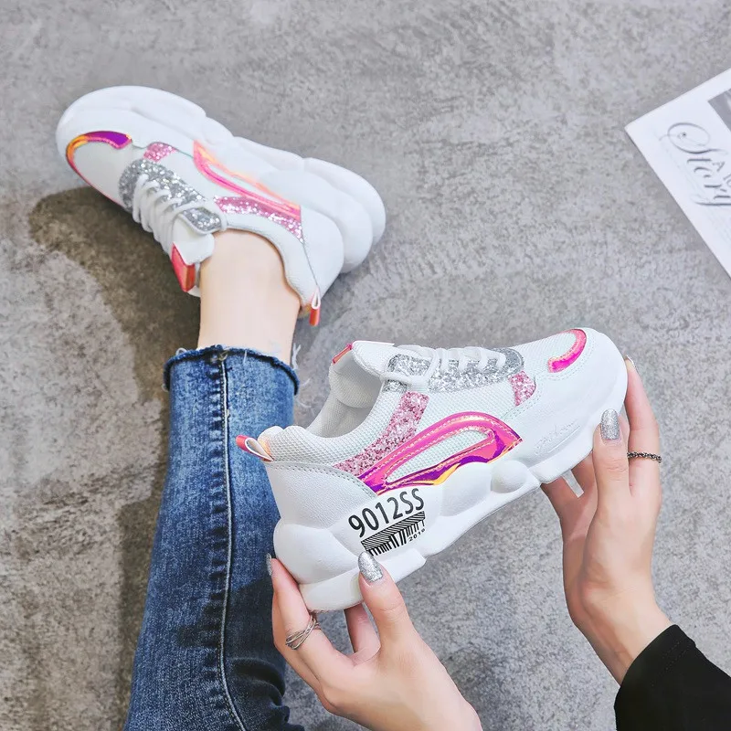 

Simple ladies wild mesh sneakers comfortable breathable ladies vulcanized shoes lightweight wear-resistant non-slip flat shoes