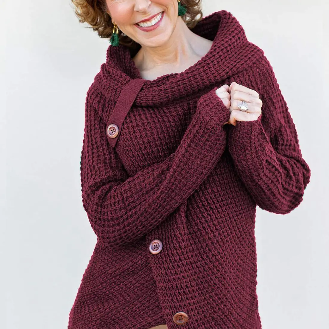 

Laamei Women Long Sweater Casual Loose Long Sleeve Knitted Pullovers Button Fashion Irregular Design Sweater Autumn Knitwear