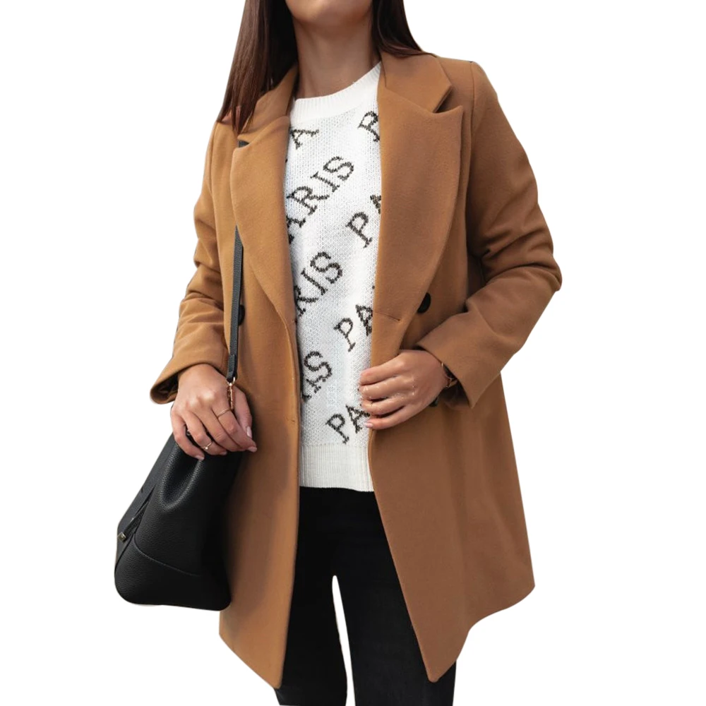 Хаки Oeak Slim Blazer Women Fashion Autumn Casual Jacket Female Office Lady Suit Solid Turn-down Collar Blazer Coat Tops - Цвет: Хаки
