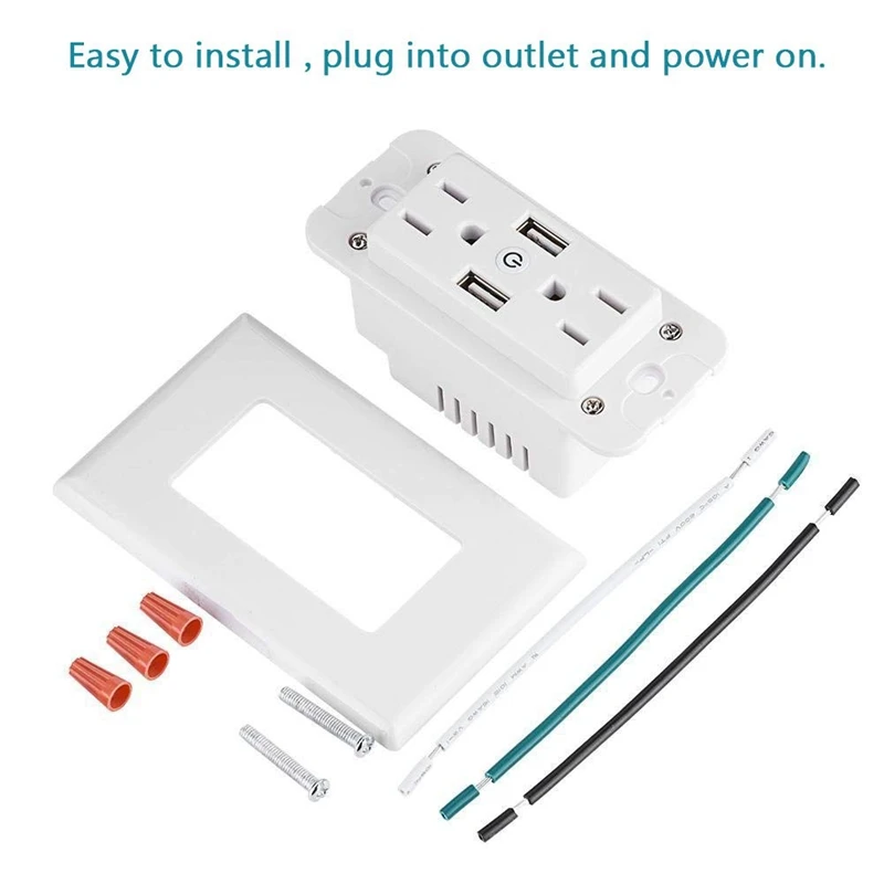 Умные настенные розетки Wi-Fi с двумя портами быстрой зарядки 2.4A Usb, независимо управляемые настенные розетки для Alexa Google Home If