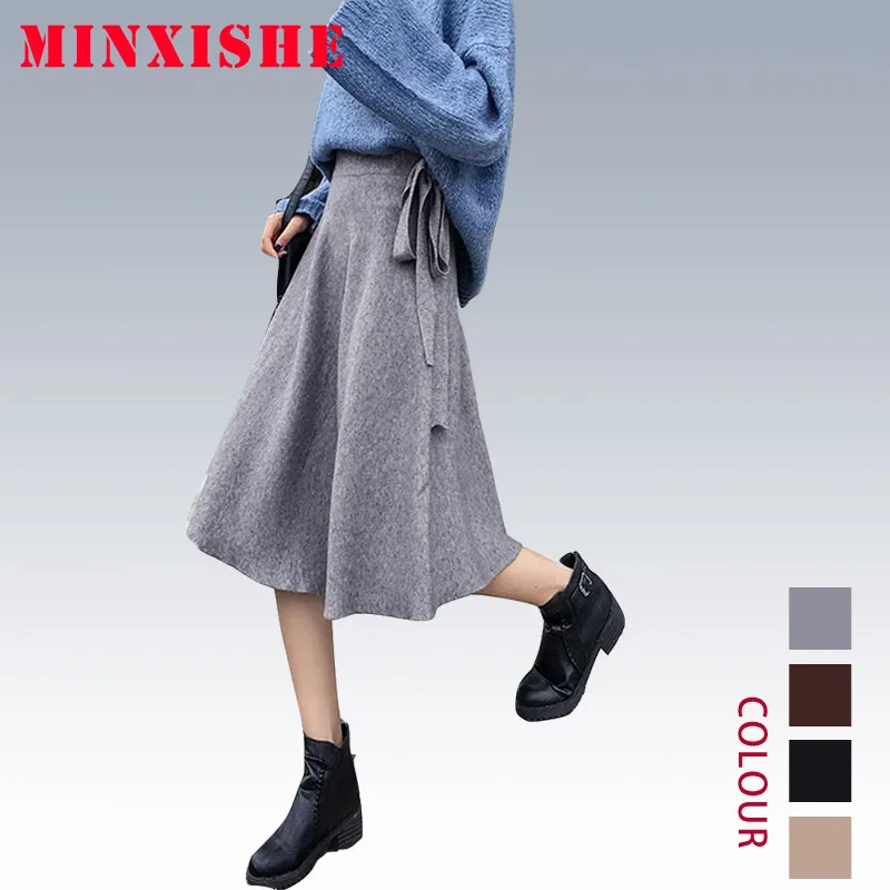 

skirts faldas mujer womens Autumn winter 2019 Knitted Sweater midi streetwear harajuku black high waist jupe skirts womens femme