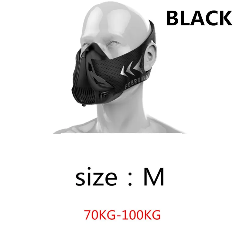 Black M FDBRO, Спортивная маска, 3,0, для тренировок, лифтинга, фитнеса, тренировки, маска для бега, велоспорта, бега, кардио, тренажерного зала, дыхательные маски, маска призрака - Цвет: Black M