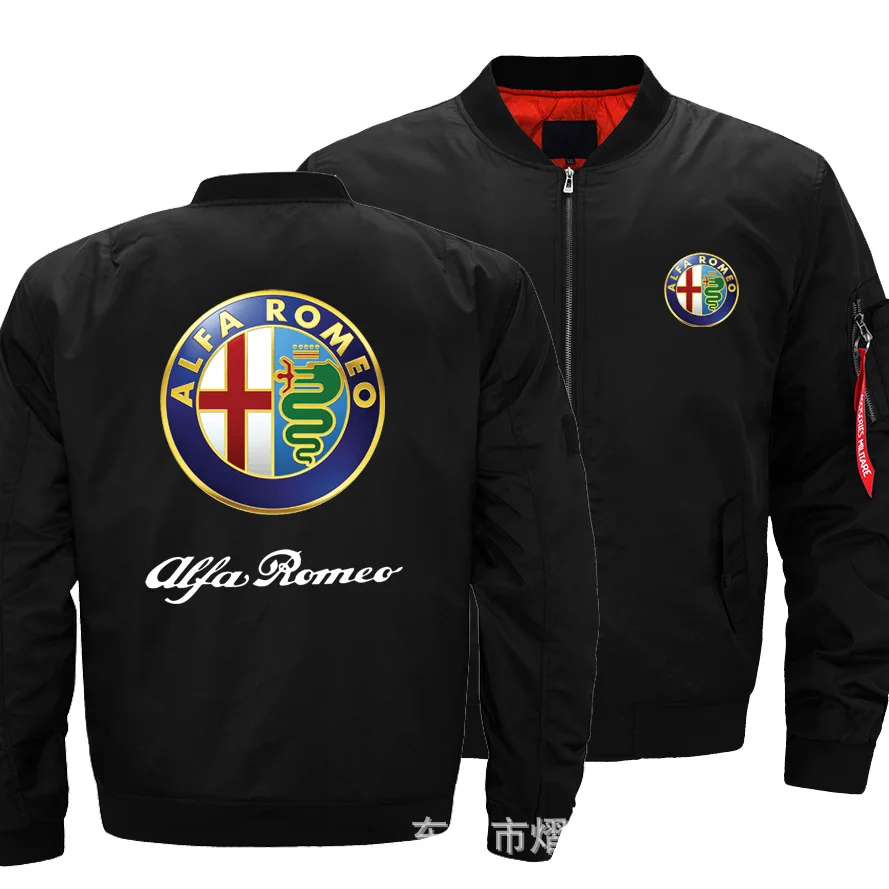 

2019 Spring Autumn Alfa Romeo Design Men Flight Jacket Printing Thin Zipper Coat Bomber Jacket Unisex Outerwear H