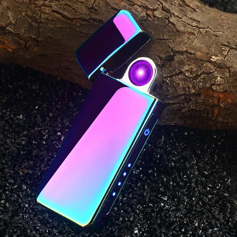 Wheel Rotating Lighter USB Charging Lighter Fingerprint Induction Wind Arc Cigarette Lighter Creative Gift 1Pc Drop Shipping