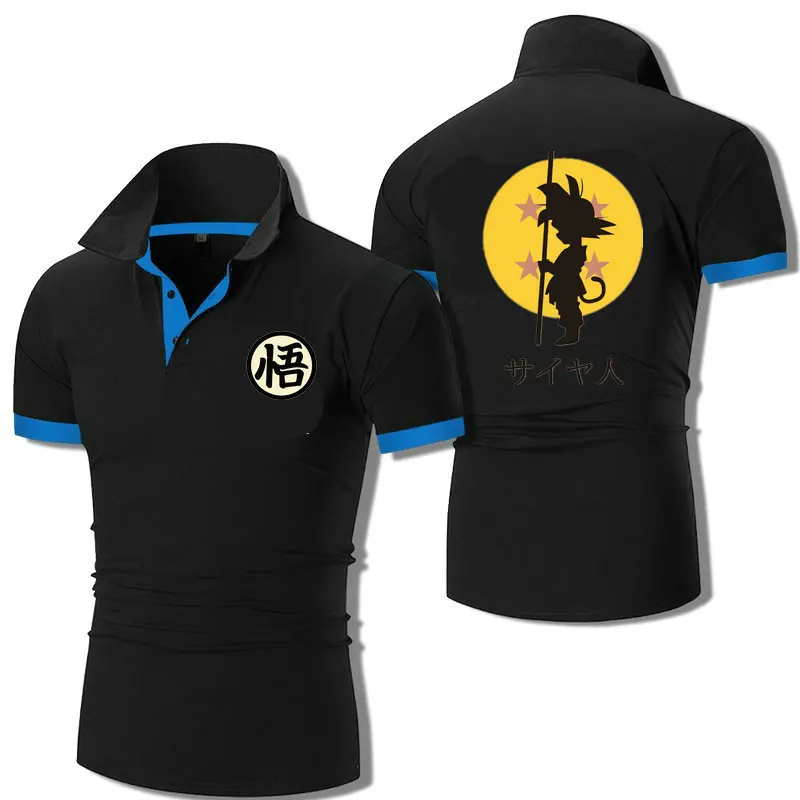 Новая хлопковая забавная рубашка поло, Dragon Ball Z, шорты для мужчин, с принтом Dragon Ball, Son Goku, модная рубашка поло, мужские топы, рубашка поло