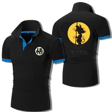 Новая хлопковая забавная рубашка поло, Dragon Ball Z, шорты для мужчин, с принтом Dragon Ball, Son Goku, модная рубашка поло, мужские топы, рубашка поло