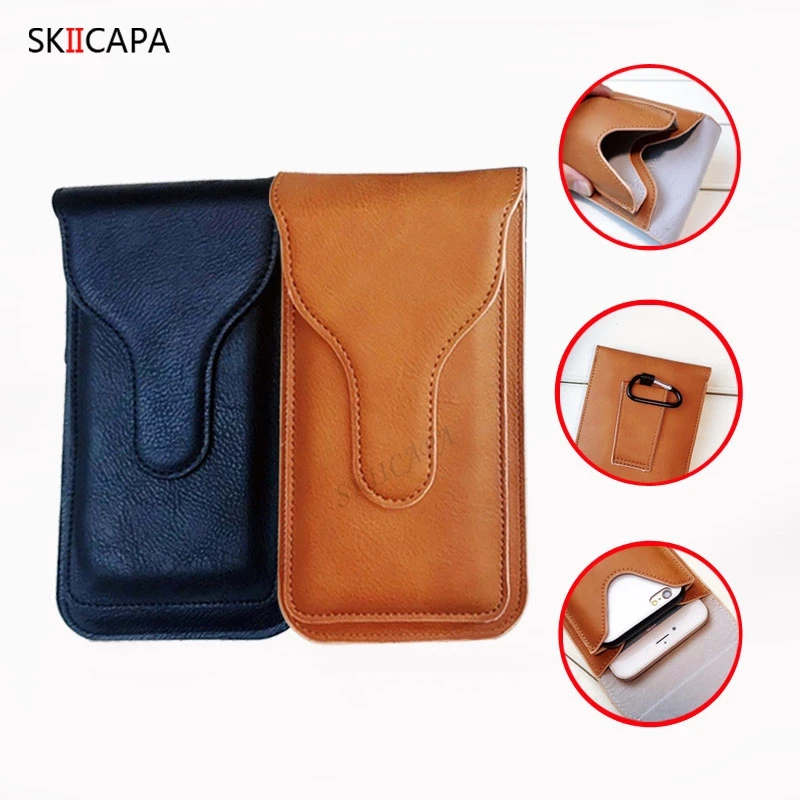 Universal Waist Bag Case for iphone 12 mini 11 pro max 6s plus xs 7 8 SE Touch 5 6 7 Magnetic Leather Case Waist Bag Belt Clip iphone 7 cardholder cases