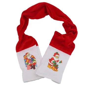 

Christmas Ornaments Santa Claus Warm Scarf Gold Velvet Christmas Scarf