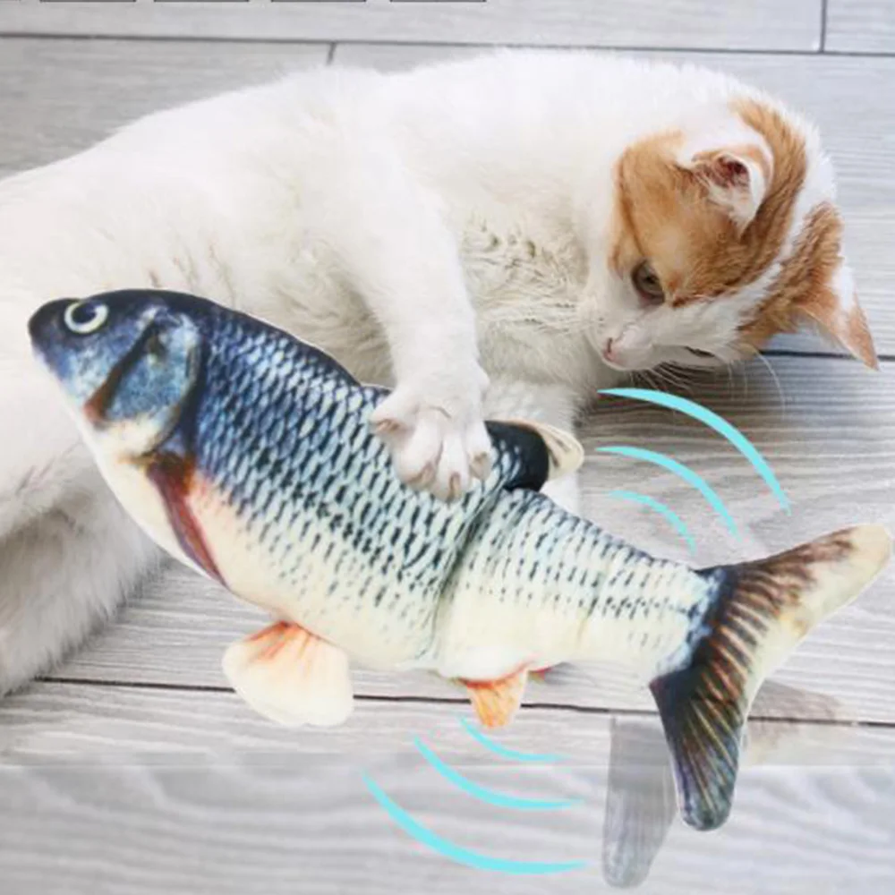 

Realistic Plush Simulation Electric Doll Fish Interactive Pets Chew Bite Supplies for Cat/Kitty/Kitten Fish Flop Cat Toy