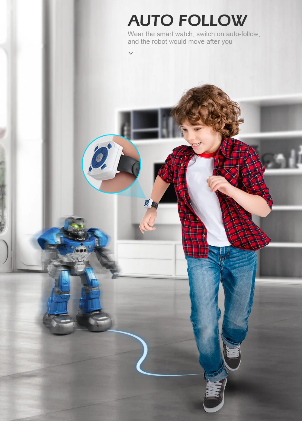 Goede Jjr C Jjrc R5 Cady Wili Smart Horloge Control Rc Robot Auto Volgen Gesture Control Kids Speelgoed Intelligente Robot blauw Wit