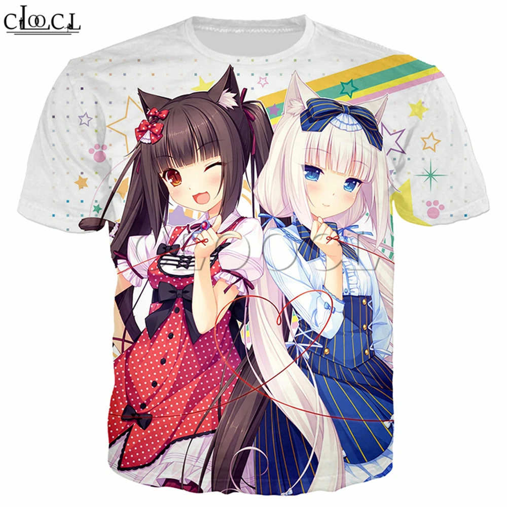 T Shirt 5 Игра Nekopara футболка для мужчин и женщин 3D принт Аниме Девушки Chocolat ванильный мода короткий рукав толстовка Пара Одежда Топы - Цвет: T Shirt 5
