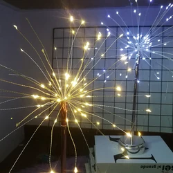 Lampe LED en forme d'arbre en fil de cuivre, veilleuse pour arbre de noël, feux d'artifice, interrupteur tactile, décoration de maison, vacances, nouvel an 