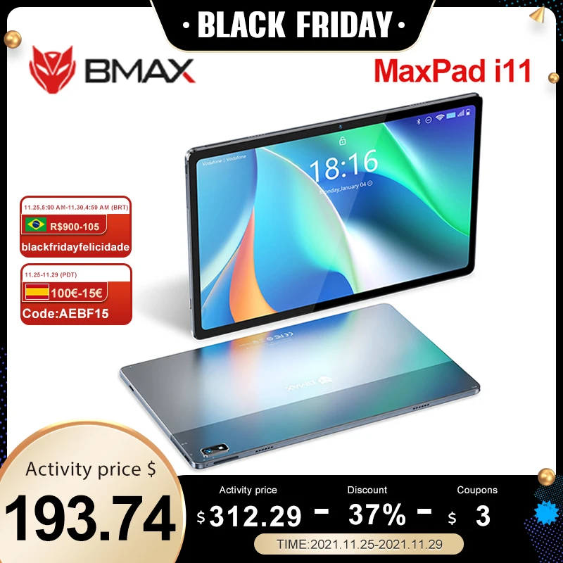 Планшет BMAX MaxPad i11 ОС Android 11 Восьмиядерный процессор UNISOC T618 ОЗУ 8 Гб ПЗУ 128 ГБ