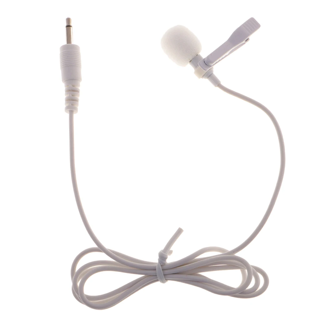 3.5mm Jack Plug Mini Condenser Microphone Lapel Collar Tie Clip On Mic White
