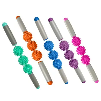 

3 Ball Hedgehog Meridian Massage Stick Fitness Muscle Massage Stick Yoga Relaxed Muscles Fascia Stick