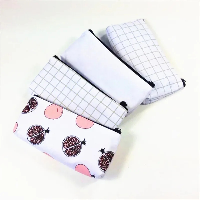 10pcs/lot Fruit series zipper pencil bag cute pencil box canvas large capacity file bag wholesale
