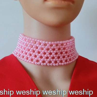 Белый и черный воротник с искусственным алмазом для DIY ожерелье воротник Bobbi - Цвет: pink pearl