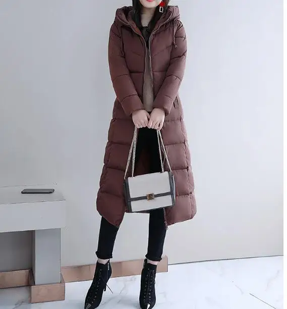 Women's Winter Hooded Long Parka Plus Size 4XL Slim Warm Coat Down Jacket Female 2022 Solid Elegant Cotton Padded Jackets Ladies