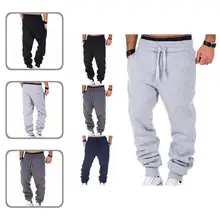 

Stylish Fitness Pants Side Pockets Cold Resistant Solid Color Mid Waist Male Sweatpants Sports Pants Male Sweatpants