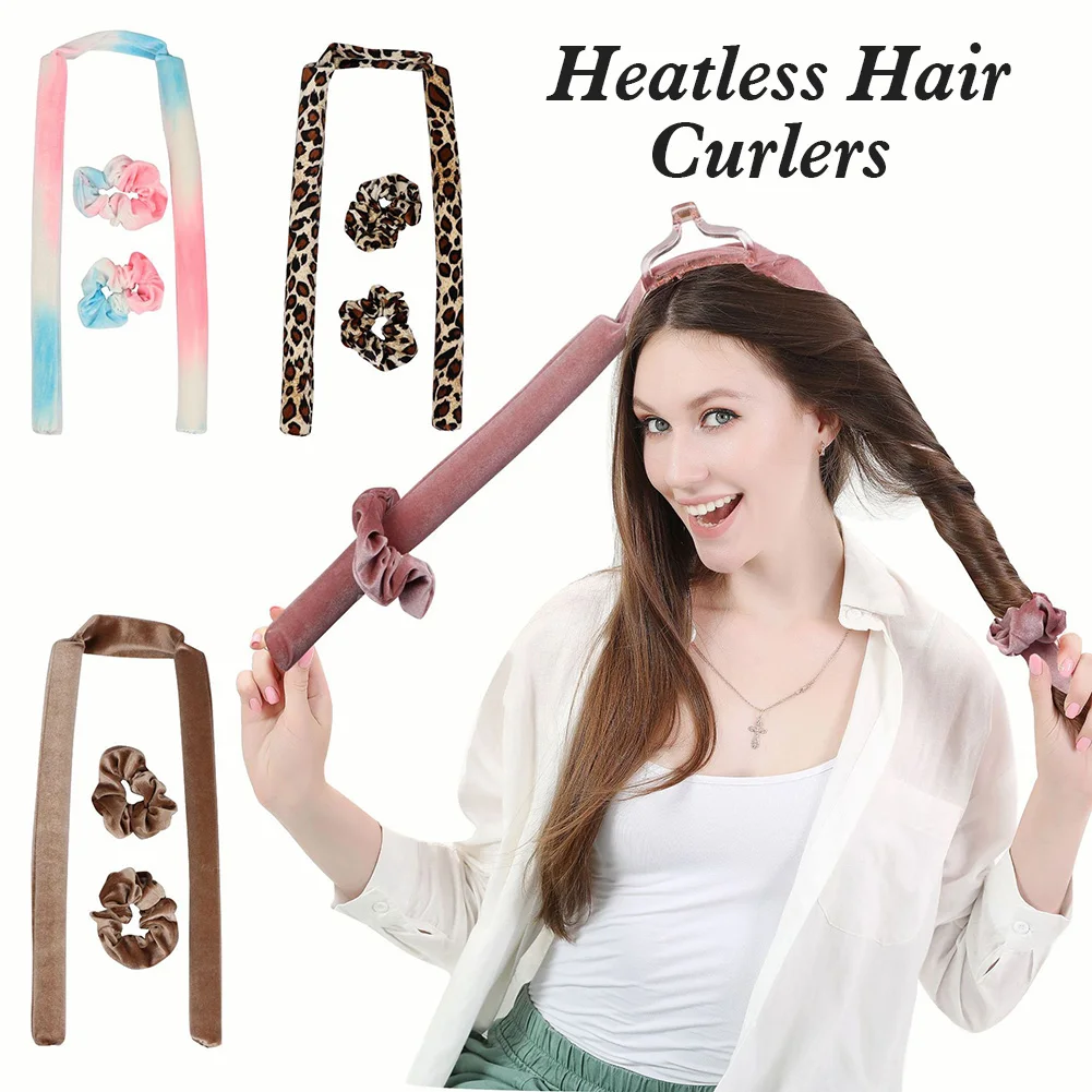 Heatless Hair Curlers Soft Hair Rollers No Heat Curls Headband with Ties Overnight Curling Rod for Long Hairs