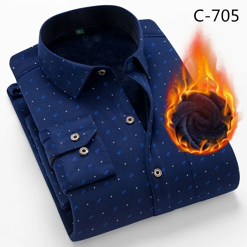 Зимняя рубашка размера плюс 8XL из плотного бархата мужская повседневная