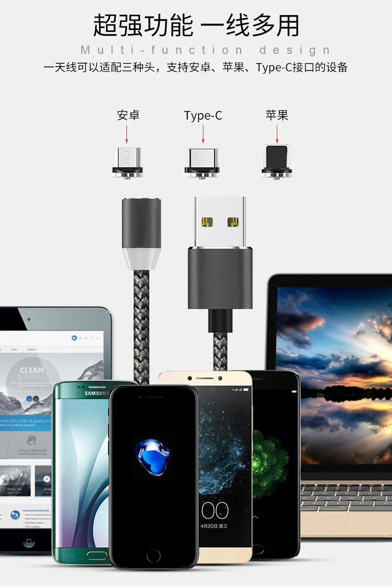 Bozhu Магнитный Micro USB кабель для iPhone samsung type-c зарядная зарядка магнит зарядное устройство адаптер type C кабели для мобильных телефонов
