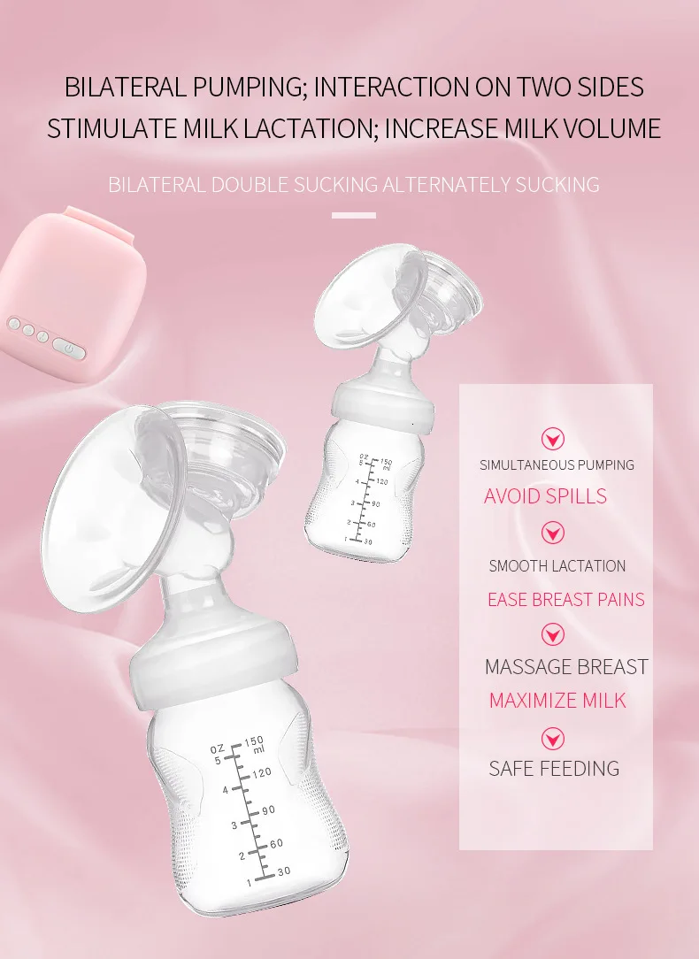 Single/Double Electric Breast Pump Milk Bottle Nipple Suction USB BPA Free Powerful Breast Pumps Infant Breast Feeding Baby Care